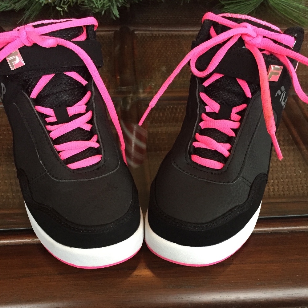 Girl's FILA Black & Pink High Top Sneakers -3 1/2